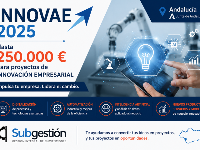 Programa INNOVAE 2025 para proyectos de innovación empresarial en Andalucía con ayudas de hasta 250.000 euros