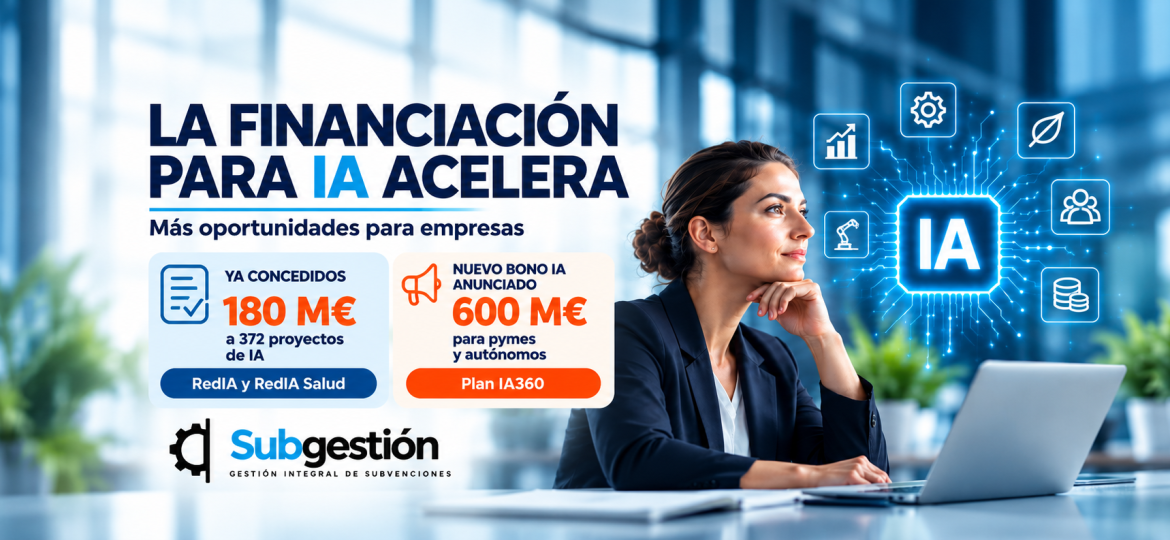Financiación pública para Inteligencia Artificial: 180 M€ concedidos y Bono IA de 600 M€ para pymes y autónomos