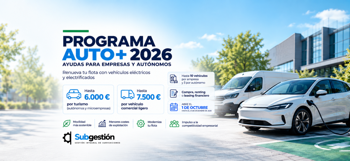 Programa Auto+ 2026 ayudas para vehículos eléctricos de empresas y autónomos