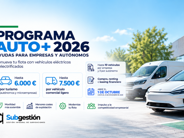 Programa Auto+ 2026 ayudas para vehículos eléctricos de empresas y autónomos